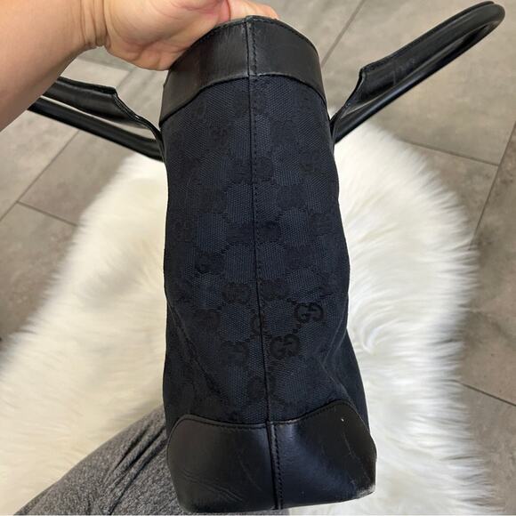 GUCCI GG black canvas leather tote bag authentic - Picture 14 of 16